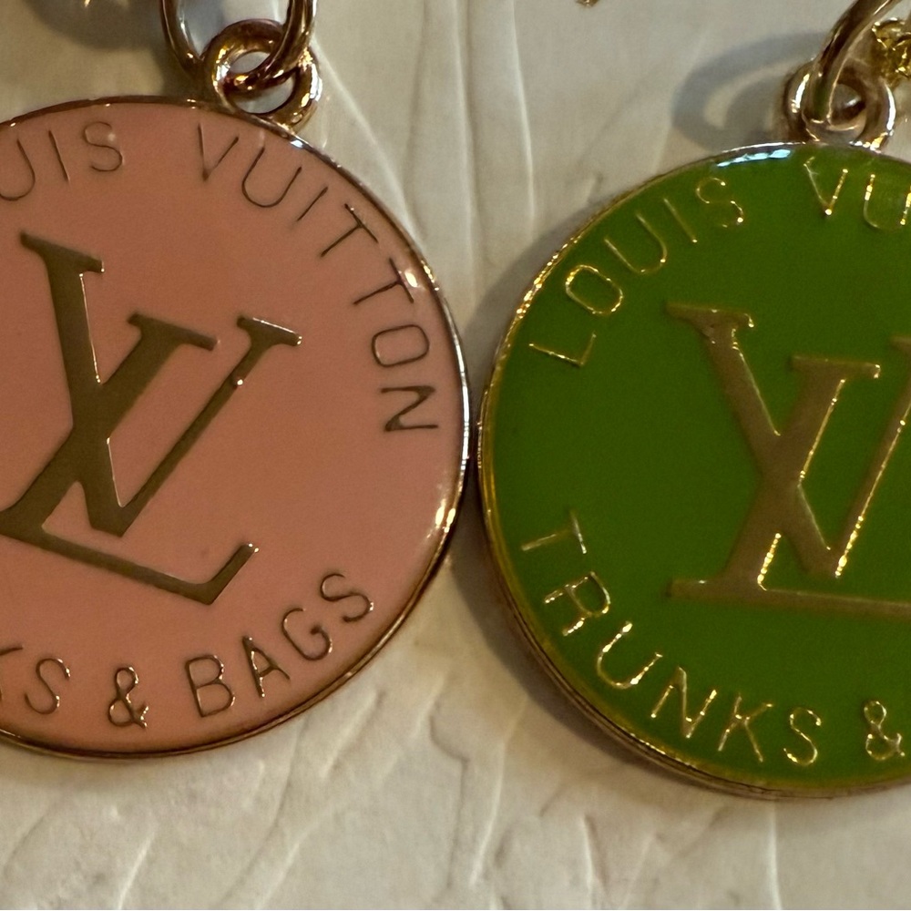 Louis Vuitton Pink mauve and lime Green trunk charms